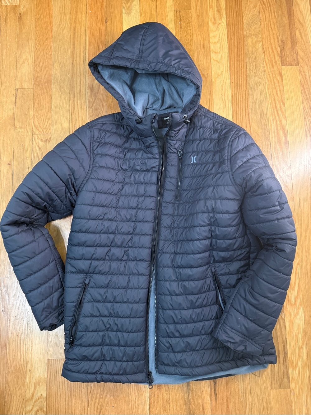Hurley Men's Hooded Puffer Jacket - Dark Gray